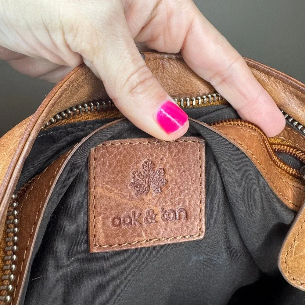 Oak & Tan Brown Leather Tote Shoulder Bag‎ Classic Everyday Purse